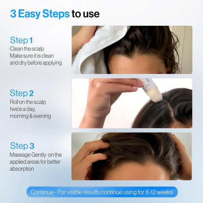 Rosemary Hair Growth Serum Roll On 25 ml – 3% Rosemary, 3% Redensyl & 2% Anagain | DHT-Blocking Scalp Serum Boosts Oxygen Flow, Reduces Hair Fall | Paraben/Sulfate-Free | Women & Men